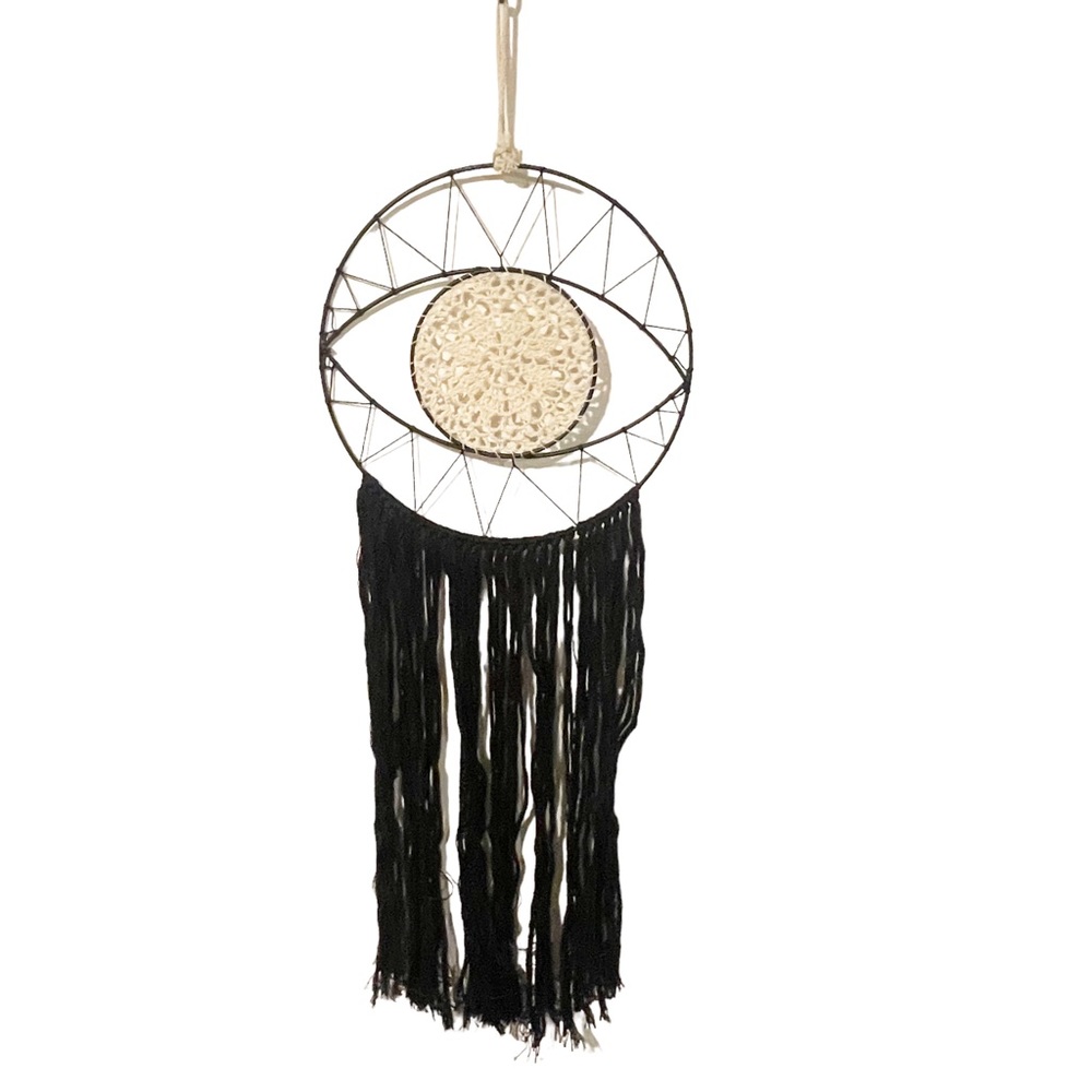 Evil Eye Black Macrame Yarn Wall Hanging Decor‎ Design Home Bedroom